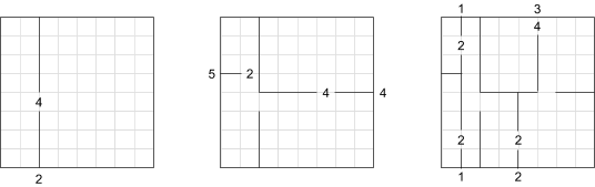 first three steps of splitting a rectangle to eventually get a maze